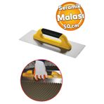 Badem10 Metal Plastik Sap Sağlam Seramik Mala 50 cm Harç Derz Sıva Yüzey Düzleştirme Saten Fugas Malası