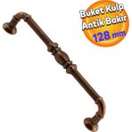 Badem10 Metax Buket Mobilya Mutfak Dolabı Çekmece Dolap Kapak Antik Bakır 128 mm Metal Kulp