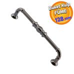 Badem10 Metax Buket Mobilya Mutfak Dolabı Çekmece Dolap Kapak Füme 128 mm Metal Kulp