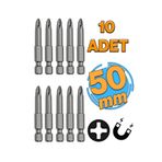 Badem10 Mıknatıslı Yıldız Ph2 Bits Uç 50 mm 10'lu Set Kutulu Manyetik 1/4" Matkap Ucu 5 cm Uzunluk