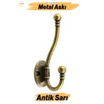Badem10 Misket Askı Antik Sarı Vestiyer Portmanto Dolap Askılığı Duvar Banyo Askılık Mutfak Elbise Askısı