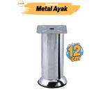 Badem10 Mobilya Ayak 12 cm Krom Baza Koltuk Kanepe Yatak Çekyat Destek Ayağı Metal Yükseltici Ayakları