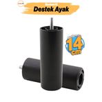 Badem10 Mobilya Ayak 14 cm Kanepe Koltuk Baza Yükseltici Yükseltme M8 Civatalı Orta Destek Ayağı Siyah
