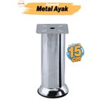 Badem10 Mobilya Ayak 15 cm Krom Baza Koltuk Kanepe Yatak Çekyat Destek Ayağı Metal Yükseltici Ayakları