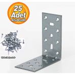 Badem10 Mobilya Eşya Dolap Duvara Sabitleme Köşebent Bağlantı Aparatı L Demiri Gönye 40X80X80 mm (25 Adet) - Metalik Gri