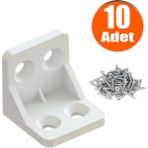 Badem10 Mobilya Eşya Dolap Köşebent Bağlantı Sabitleme Sabitleyici L Gönye 28x28x28 Mm Plastik (10 ADET)