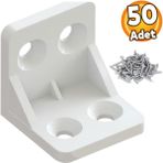 Badem10 Mobilya Eşya Dolap Köşebent Bağlantı Sabitleme Sabitleyici L Gönye 28x28x28 Mm Plastik (50 ADET)