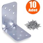 Badem10 Mobilya Eşya Dolap Sabitleyici Köşebent Bağlantı L Demir Gönye Deprem Güvenliği 90x90x60 Mm 10 Adet