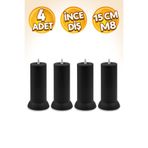 Badem10 Mobilya Kanepe Baza Yatak Koltuk Yükseltme Ayağı Ince Diş M8 Metal Siyah Ayakları 15 Cm 4 Adet