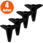 BADEM10 Mobilya Kanepe Sehpa Puf Koltuk Ayağı Siyah 12 cm 4 Adet