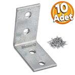 Badem10 Mobilya Köşe Bağlantı Sabitleme L Demir Deprem Dolap Duvar Birleştirme Gönye 35x35x20 mm (10 ADET)