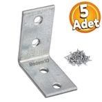 Badem10 Mobilya Köşe Bağlantı Sabitleme L Demir Deprem Dolap Duvar Birleştirme Gönye 35x35x20 mm (5 ADET)