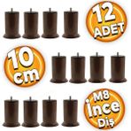 Badem10 Mobilya M8 Civata Kahverengi Metal Ayak 10 cm 12 Adet Metal Kanepe Baza Koltuk Destek Ayağı