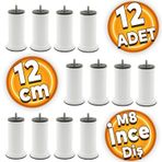 Badem10 Mobilya Metrik 8 Civatalı İnce Diş Beyaz Metal Ayak 12 cm 12 Adet Baza Kanepe Koltuk Destek Ayağı