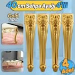 Badem10 Nehir Plastik 4 Adet Sehpa Ayağı 40 cm Gold Renk Orta Ayak Zigon Sehpa Mobilya Masa Ayakları Altın