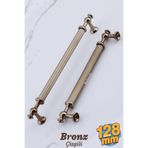 Badem10 Nesil Çizgili Bronz Metal 128 Mm Mobilya Mutfak Çekmece Dolabı Dolap Kulpu Kulbu Kulpları