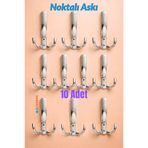 Badem10 Noktalı Askı 10 ADET Portmanto Vestiyer Duvar Askısı Krom Metal Kahve Banyo Mutfak Dolap Askılığı