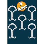 Badem10 Noktalı Portmanto Vestiyer Duvar Askısı Metal Dolap Elbise Askılığı Askılık Beyaz 5 Adet