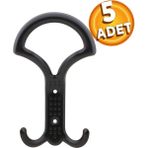 Badem10 Noktalı Portmanto Vestiyer Duvar Askısı Metal Dolap Elbise Askılığı Siyah 5 Adet - Renkli