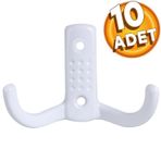 Badem10 Noktalı Vestiyer Beyaz Metal 10 Adet Duvar Dolap Elbise Askılığı