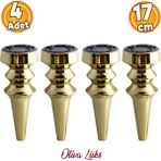 Badem10 Oliva Gold 17 cm Mobilya Kanepe Koltuk Tv Ünitesi Konsol Yükseltme Yükseltici Ayağı Ayakları 4 Adet - Altın