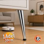 Badem10 Omaks (1 Adet) 30 cm Metal Krom Dereceli Mobilya Sehpa Kanepe Ayağı Montaj Vidaları Dahil Ayak - 453 - 543