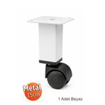 Badem10 Omaks 15 cm Kare Beyaz Metal Gövdeli Plastik Mobilya Zigon Orta Sehpa Ayağı Ayakları