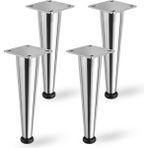 Badem10 Omaks (4 Adet) 15 cm Metal Krom Düz Mobilya Sehpa Kanepe Ayağı Montaj Vidaları Dahil Ayak - 15cm