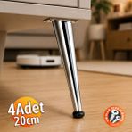 Badem10 Omaks (4 Adet) 20 cm Metal Krom Dereceli Mobilya Sehpa Kanepe Ayağı Montaj Vidaları Dahil Ayak - 20cm