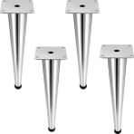 Badem10 Omaks (4 Adet) 30 cm Metal Krom Düz Mobilya Sehpa Kanepe Ayağı Montaj Vidaları Dahil Ayak - 43 - t54