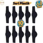 Badem10 Oslo Siyah Kulp 64 mm Çekmece Mutfak Salon Mobilya Dolabı Dolap Kulpu Plastik Kulp 10 Adet