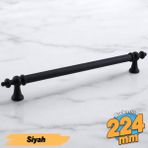 Badem10 Osmanlı (224 mm - 22.4 cm) Mat Siyah Metal Mobilya Mutfak Çekmece Dolap Dolabı Kulbu Kulpları