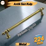 Badem10 Osmanlı Metal Antik Sarı Kulp 224 mm Mobilya Çekmece Mutfak Dolabı Dolap Kapak Kulplarıu