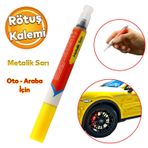 Badem10 Oto Rötuş Kalemi 5 ML Araç Kaporta Tampon Çizik Giderici Fırça Yenileme Metalik Sarı Renk Boya