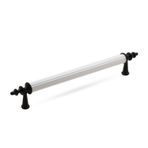 Badem10 Ovacık Çekmece Mutfak Dolap Kapak 128 mm Beyaz Siyah Metal Kulp