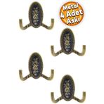 Badem10 Palmira Duvar Vestiyer Antik Sarı 4 Adet Metal Dolap Elbise Havlu Askılığı