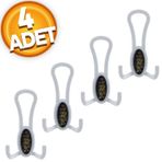 Badem10 Palmira Portmanto Beyaz Siyah Desenli 4 Adet Vestiyer Duvar Metal Dolap Elbise Askılığı