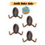 Badem10 Palmira Portmanto Duvar Vestiyer Askısı Metal Dolap Askılığı Eskitme Antik Bakır Askılık (4 ADET)