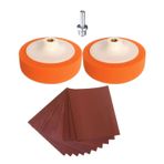 Badem10 Pasta Cila Polisaj Süngeri Seti Kırmızı Kaliteli Su Zımparası Turuncu 150 mm 13 Parça Set