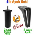 Badem10 Penta 6'lı Set Mobilya Tv Ünitesi Tv Ünitesi Konsol Koltuk Kanepe Destek Yükseltici Ayağı 18 cm Siyah Ayakları M8 Civatalı