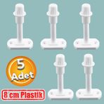 Badem10 Plastik Kapı Pencere Arkası Tampon 8 cm Beyaz Renk Vidalı Duvar Boya Koruyucu Silikon Stoper 5 Adet