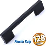 Badem10 Plastik Kulp 128 mm Siyah Köprü Mobilya Dolabı Çekmece Kulpları Dayanıklı Tasarım