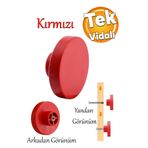 Badem10 Plastik Yuvarlak 1 Adet Düz Kırmızı Renk Oda Mobilya Mutfak Çekmece Dolap Dolabı Kulpu Kulbu