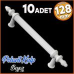 Badem10 Polavit 128 mm Kulp Sert Plastik Beyaz Çekmece Mobilya Mutfak Dolap Kulbu 10 Adet