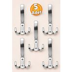 Badem10 Portmanto Vestiyer Duvar Dolap Elbise Mobilya Kapı Askısı Askılığı Askılık Krom Metal (5 ADET)