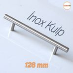 Badem10 Pürüzsüz Inox Metal Kulp (128 mm - 12.8 Cm) Mobilya Mutfak Çekmece Dolap Dolabı Kulbu Kulpu Kulpları
