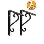 Badem10 Raf Altı Dekoratif Raf Tutucu Ayak Ferforje Siyah 135x190 Mm 2 Adet