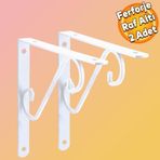 Badem10 Raf Altı Raf Tutucu Ayak Ferforje Beyaz 195 x 145 mm 2 ADET