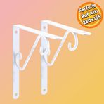 Badem10 Raf Altı Raf Tutucu Ayak Ferforje Beyaz 230 x 155 mm 2 ADET