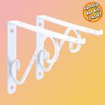 Badem10 Raf Altı Raf Tutucu Ayak Ferforje Beyaz Ayarlı 150x110 mm 2 ADET